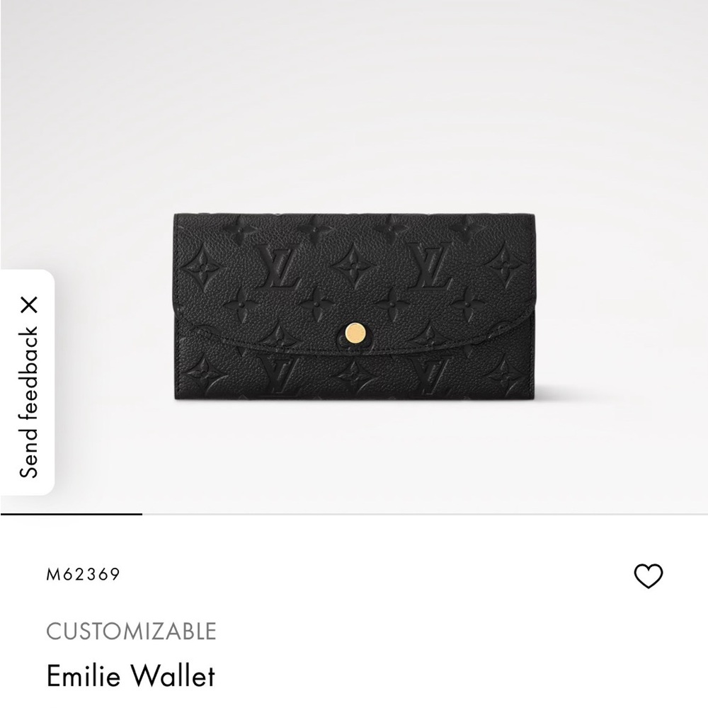 Authentic Louis Vuitton Emilie Wallet Black Embossed Leather - Great condition!